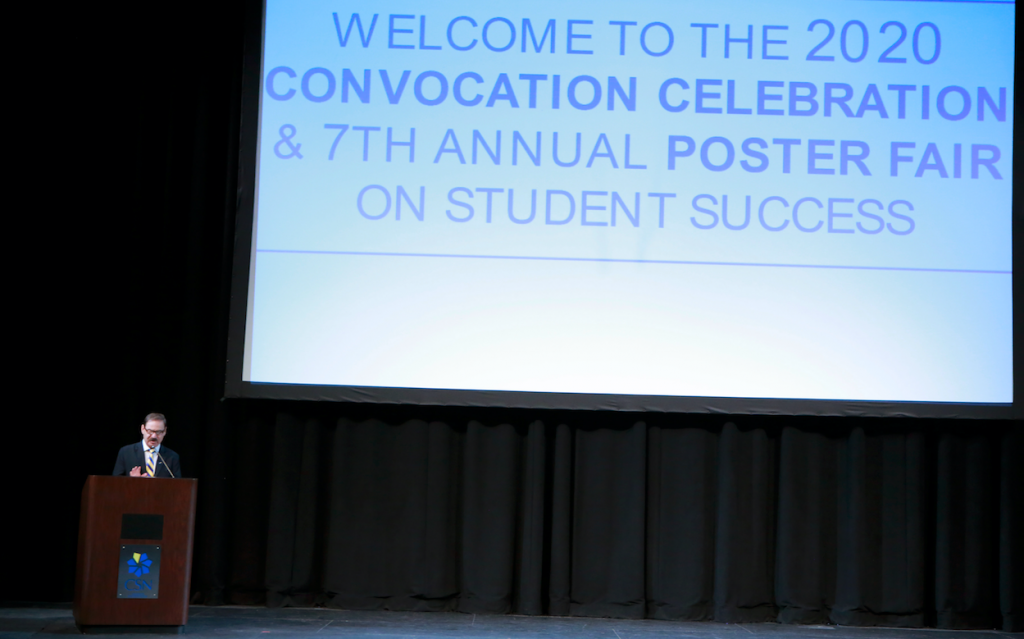 CSN President Dr. Federico Zaragoza speaks at the Spring 2020 convocation